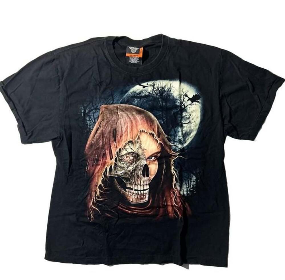 VTG 90s Rock Eagle Grim Reaper Skull Moon Graphic Single Stitch Mens XL T-Shirt